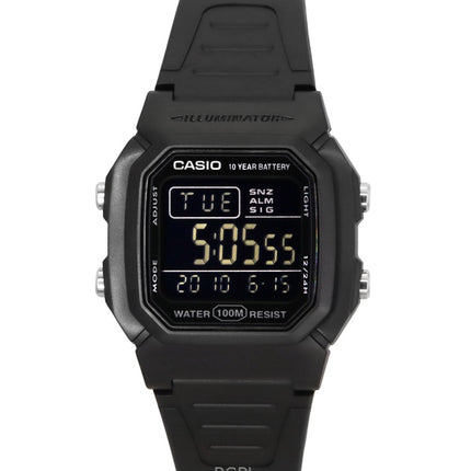 Casio Digital Black Dual Time Harzarmband Quarz W-800H-1BV 100M Herrenuhr