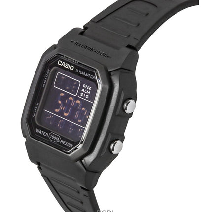Casio Digital Black Dual Time Harzarmband Quarz W-800H-1BV 100M Herrenuhr