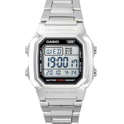 Casio Digitaluhr für Herren, Edelstahlarmband, Quarz, W-800HD-1AV, wasserdicht bis 100 m