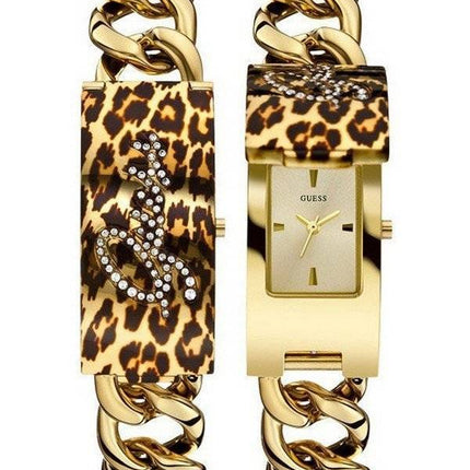 Schätze, Gold-Ton Animal Print Armband Quarz W0321L5 Damenuhr