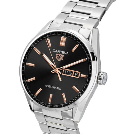 Tag Heuer Carrera Edelstahl Schwarzes Zifferblatt Automatik WBN2013.BA0640 100M Herrenuhr