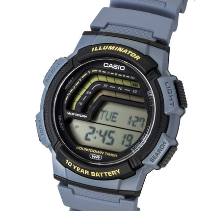 Casio Digitaluhr mit Kunstharzarmband, Quarzwerk, WS-1800-2AV, wasserdicht bis 100 m, Herrenuhr