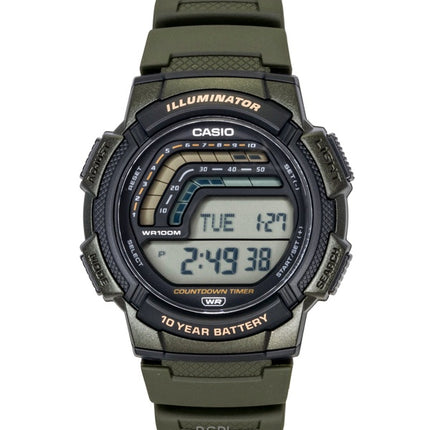 Casio Digitaluhr mit Harzarmband, Quarzwerk, WS-1800-3AV, wasserdicht bis 100 m, Herrenuhr