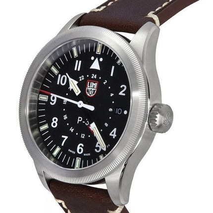 Luminox Air Pilot P-38 Lightning GMT Lederarmband, schwarzes Zifferblatt, Quarz XA.9521 100M Herrenuhr
