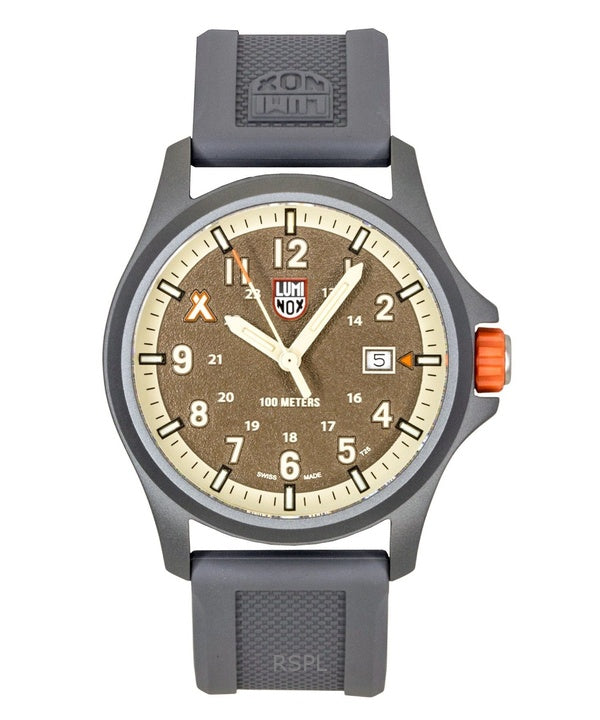 Luminox Bear Grylls Survival Land Herrenuhr mit Kautschukarmband, braunem Zifferblatt und Quarzwerk, Modell XB.3716, wasserdicht bis 100 m