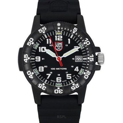 Luminox Lederrücken Meeresschildkröte Silikonarmband schwarzes Zifferblatt Quarz XS.0301.L 100M Herrenuhr