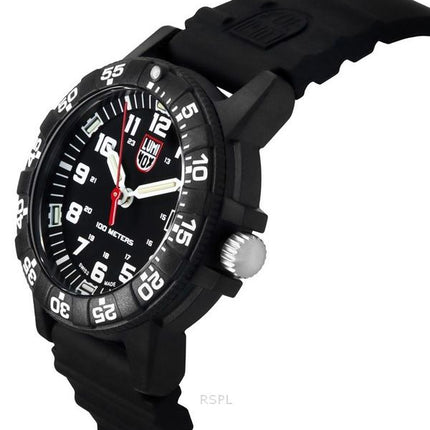 Luminox Lederrücken Meeresschildkröte Silikonarmband schwarzes Zifferblatt Quarz XS.0301.L 100M Herrenuhr