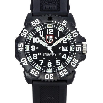 Luminox Original NAVY Seal Kautschukarmband, schwarzes Zifferblatt, Quarz-Taucheruhr XS.3051.F 200M, Herrenuhr