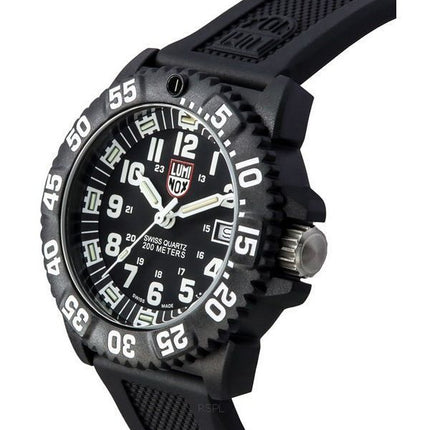 Luminox Original NAVY Seal Kautschukarmband, schwarzes Zifferblatt, Quarz-Taucheruhr XS.3051.F 200M, Herrenuhr