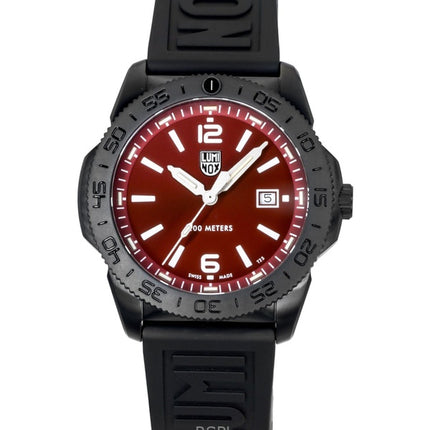 Luminox Pacific Diver Taucheruhr für Herren, Kautschukarmband, rotes Zifferblatt mit Sonnenschliff, Quarz, Modell XS.3135.B, wasserdicht bis 200 m