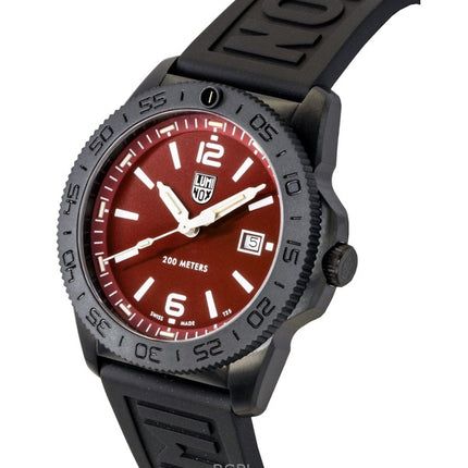 Luminox Pacific Diver Taucheruhr für Herren, Kautschukarmband, rotes Zifferblatt mit Sonnenschliff, Quarz, Modell XS.3135.B, wasserdicht bis 200 m