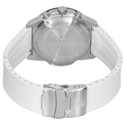 Luminox Pacific Diver Chronograph, weißes Kautschukarmband, schwarzes Zifferblatt, Quarz-Taucheruhr XS.3141 200M, Herrenuhr