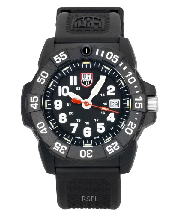 Luminox Navy Seal Taucheruhr mit Kautschukarmband, schwarzem Zifferblatt, Quarzwerk, XS.3501.F, 200 m, Herrenuhr