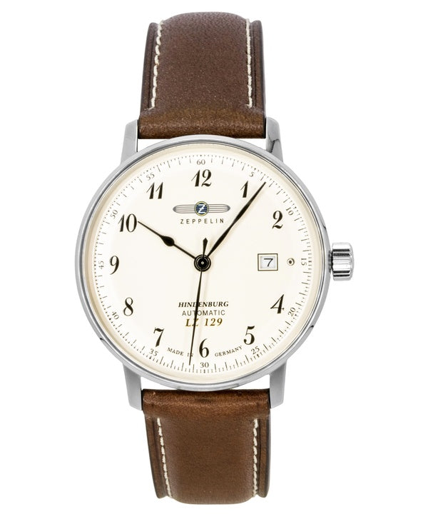 Zeppelin LZ129 Hindenburg Herrenuhr mit Lederarmband, beigem Zifferblatt und Automatikwerk, Referenznummer 80565