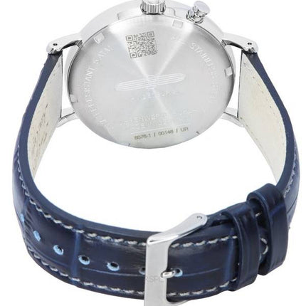 Generalüberholte Zeppelin LZ 129 Hindenburg Herrenuhr mit Lederarmband, Mondphase, weißem Zifferblatt und Quarzwerk (Ref. 80761).