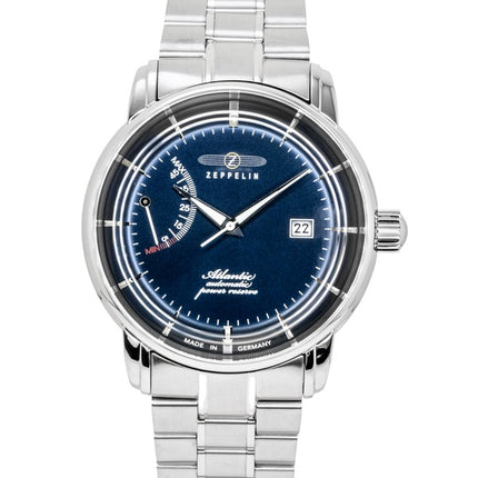 Zeppelin Atlantic Herrenuhr aus Edelstahl mit blauem Zifferblatt und Automatikwerk, Modell 8462MB3