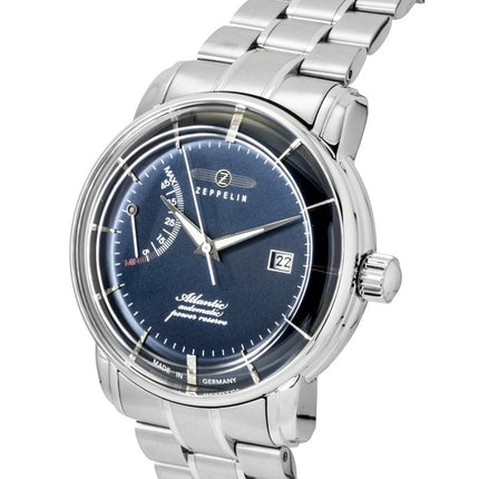 Zeppelin Atlantic Herrenuhr aus Edelstahl mit blauem Zifferblatt und Automatikwerk, Modell 8462MB3