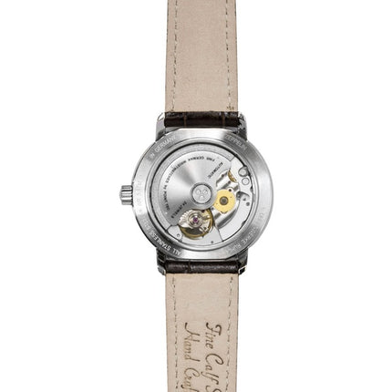 Zeppelin Friedrichshafen Damenuhr mit Lederarmband, offenem Herzmotiv, goldenem Zifferblatt, Automatikwerk, Ref. 85675