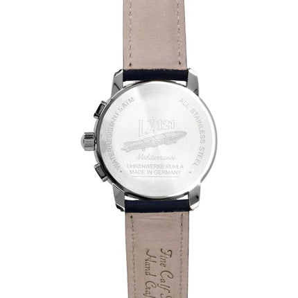 Zeppelin Mediterranee Chronograph Herrenuhr mit Lederarmband, blauem Zifferblatt und Quarzwerk (Ref. 96703)