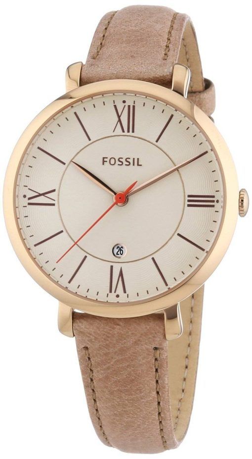 Fossil Jacqueline White Dial Camel Leather Strap ES3487 Womens Watch