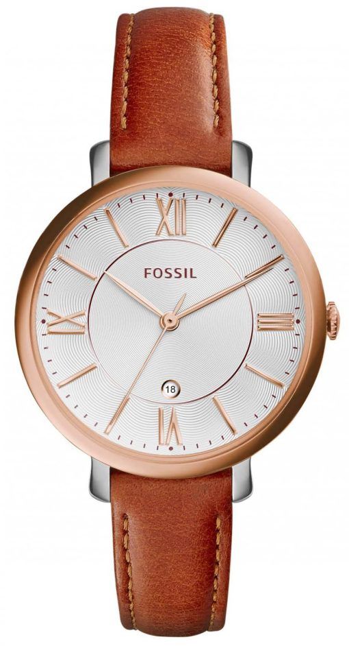 Fossil Jacqueline Silver Dial Brown Leather ES3842 Womens Watch