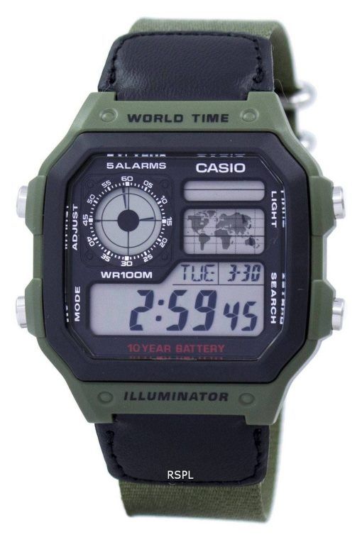 Casio Welt Zeit Alarm digitaler AE-1200WHB-3BV Herrenuhr