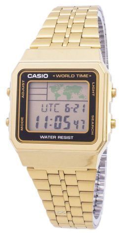 Casio Digital Edelstahl World Time A500WGA-1DF A500WGA-1 Herrenuhr