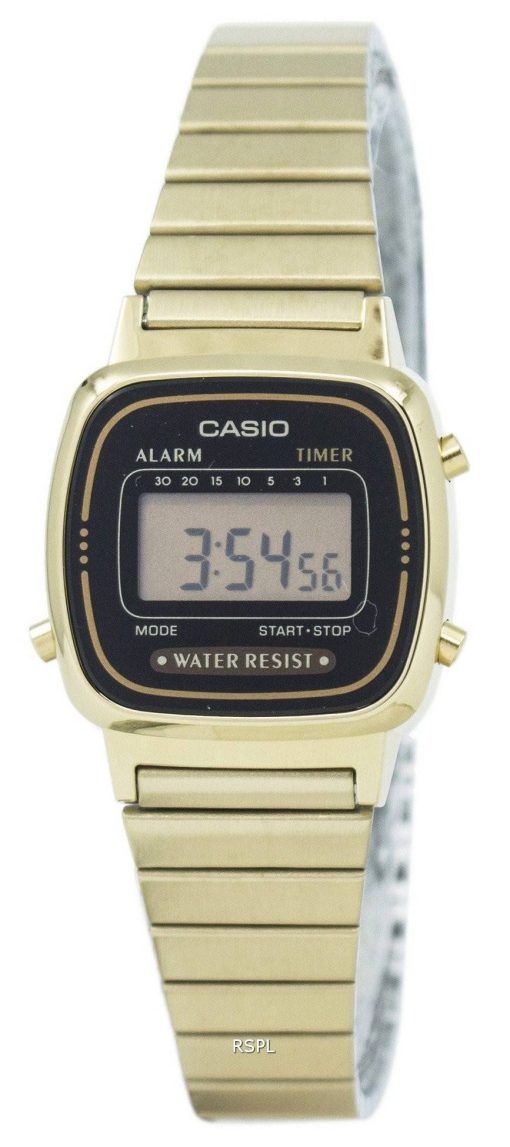 Casio Digital Edelstahl Alarm Timer LA670WGA-1DF LA670WGA-1 Damenuhr