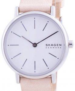 Skagen Signatur White Dial Pink Leather Strap Quartz SKW2839 Womens Watch
