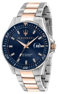Maserati Sfida Blue Dial Two Tone Edelstahl Quarz R8853140003 100M Herrenuhr