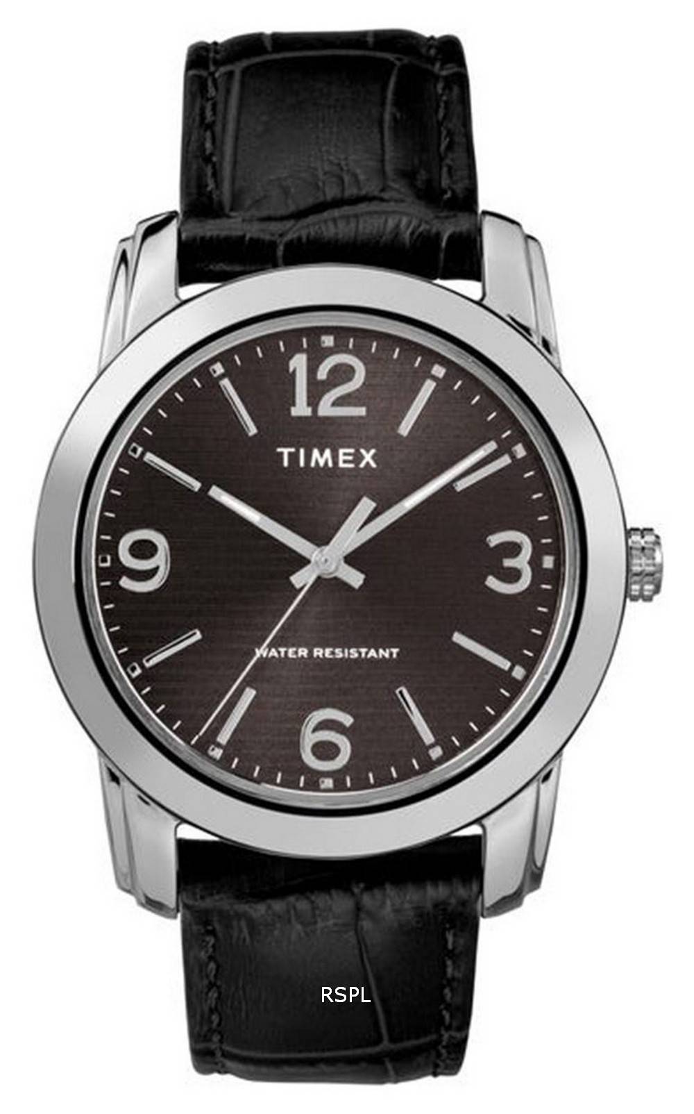 Timex Classic schwarzes Zifferblatt Lederarmband Quarz TW2R86600 Herrenuhr