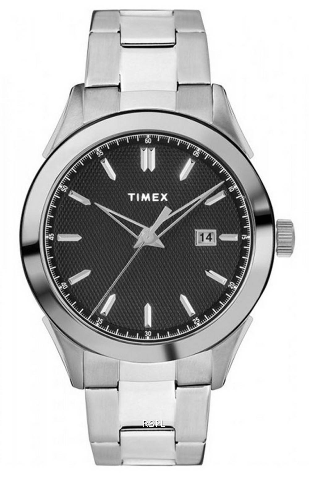 Timex Torrington Schwarzes Zifferblatt Edelstahl Quarz TW2R90600 Herrenuhr