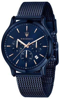 Maserati Successo Chronograph blaues Zifferblatt Edelstahl Solar R8873645004 Herrenuhr