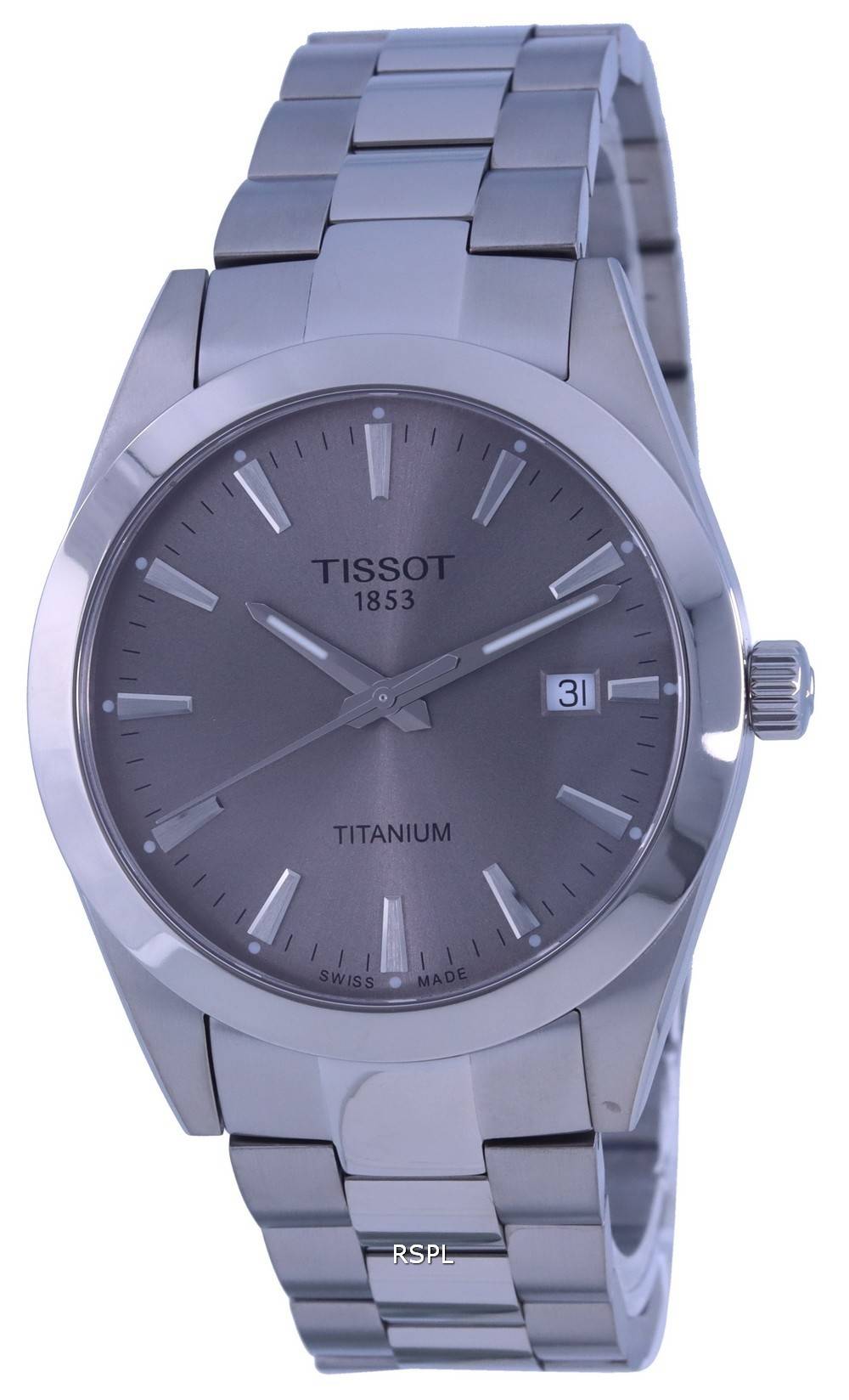 Tissot Gentleman Titanium Grey Dial Quartz T127.410.44.081.00 T1274104408100 100M Herrenuhr
