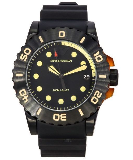 Emporio Armani Aqua Black Polyurethan Strap Black Dial Quartz Diver's AR11539 200M Herrenuhr