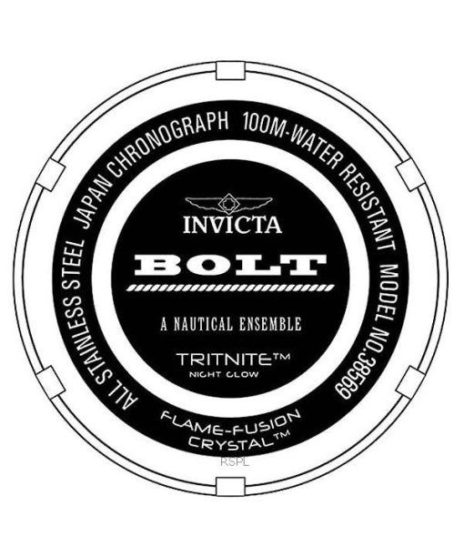 Invicta Bolt Chronograph Edelstahl schwarzes Zifferblatt Quarz 38569 100M Herrenuhr