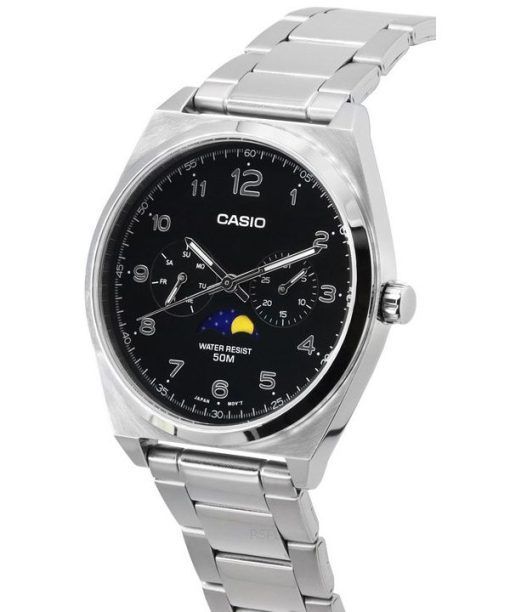 Casio Standard Analoge Mondphase, schwarzes Zifferblatt, Quarz MTP-M300D-1A MTPM300D-1 Herrenuhr