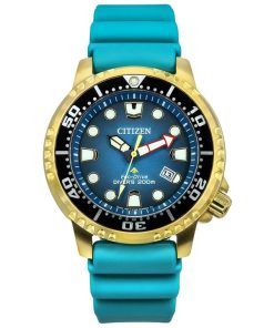Citizen Promaster Dive Polyurethan-Armband, türkisfarbenes Zifferblatt, Eco-Drive Diver&#39,s BN0162-02X, 200 m, Herrenuhr