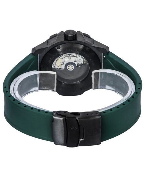 Luminox Master Carbon SEAL, grünes Kautschukarmband, schwarzes Zifferblatt, Schweizer Automatik-Taucheruhr XS.3877 200M, Herrenu