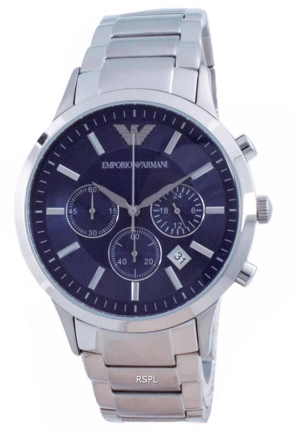 Emporio Armani Renato Classic Chronograph blaues Zifferblatt Quarz AR2448 Herrenuhr