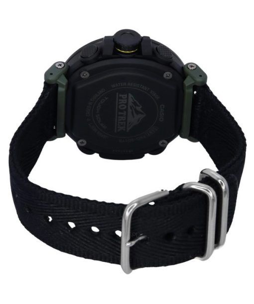 Casio ProTrek Analog-Digital-Armband aus biobasiertem Harz und Stoff, grünes Zifferblatt, Solar PRG-601YB-3 100M Herrenuhr