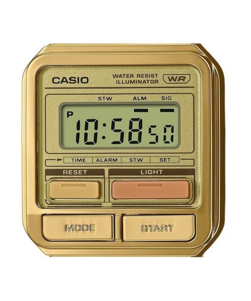 Casio Vintage Digital vergoldete Edelstahl-Quarzuhr A120WEG-9A Unisex-Armbanduhr