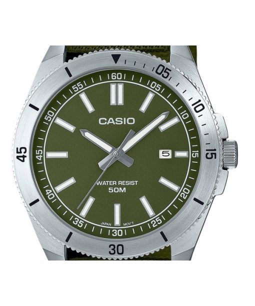 Casio Standard Analog-Stoffarmband mit grünem Zifferblatt und Quarzwerk MTP-B155C-3E Herrenuhr