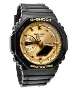Casio G-Shock Analog Digital Schwarz und Goldfarbenes Harzarmband Quarz GA-2100GB-1A 200M Herrenuhr
