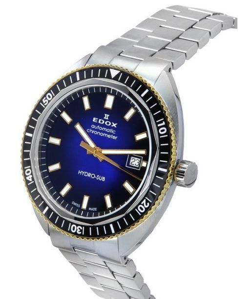 Edox Hydro-Sub Date Chronometer Limited Edition, blaues Zifferblatt, Automatik-Taucheruhr 80128 357JNM BUDD 300M Herrenuhr