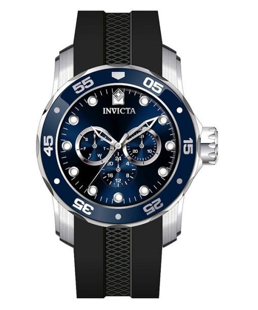Invicta Pro Diver Scuba GMT Silikonarmband, blaues Zifferblatt, Quarz, 45722, 100 m, Herrenuhr