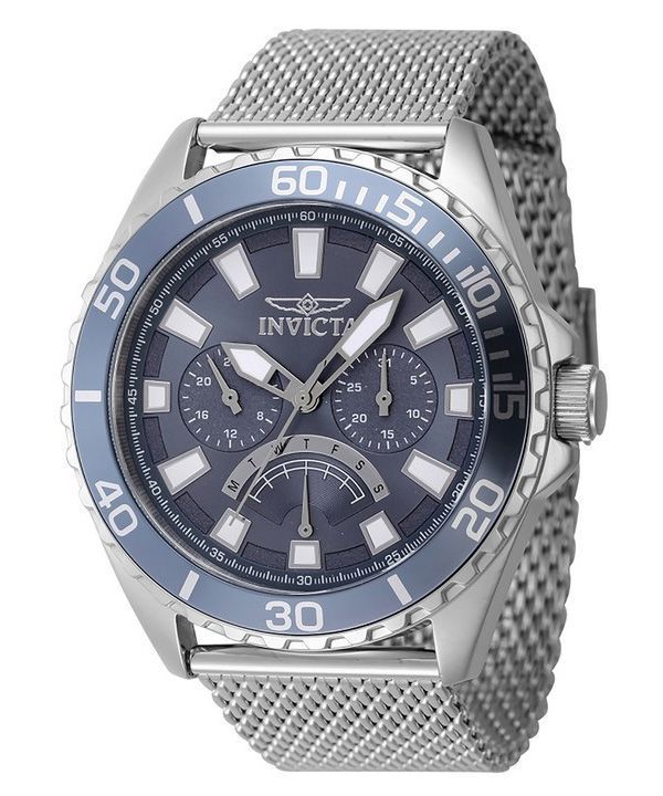Invicta Pro Diver Retrograde GMT Edelstahl blaues Zifferblatt Quarz 46905 Herrenuhr