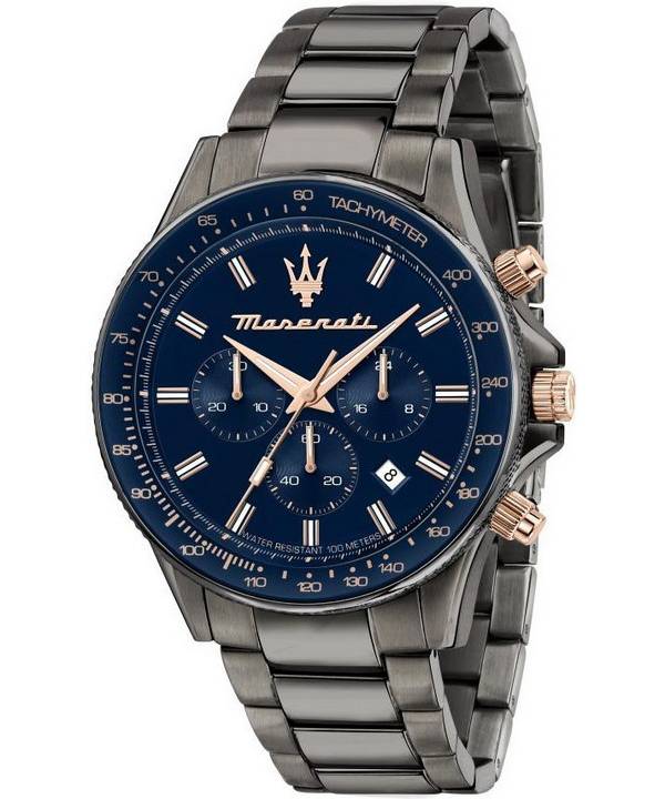 Maserati Sfida Chronograph Edelstahl blaues Zifferblatt Quarz R8873640001 100M Herrenuhr
