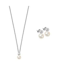 Morellato Perla Essenziale 925 % Silber Halskette mit Ohrringen SANH09 für Damen