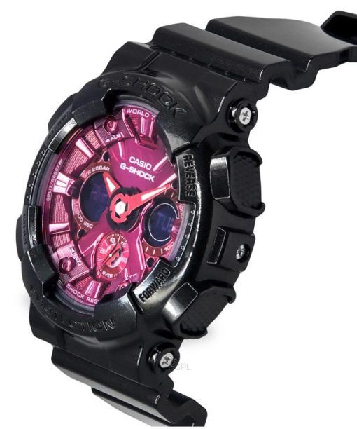 Casio G-Shock Analog-Digital-Harzarmband mit burgunderrotem Zifferblatt und Quarz GMA-S120RB-1A 200M Damenuhr